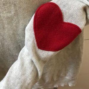 Women’s cream sweater with heart elbow patches